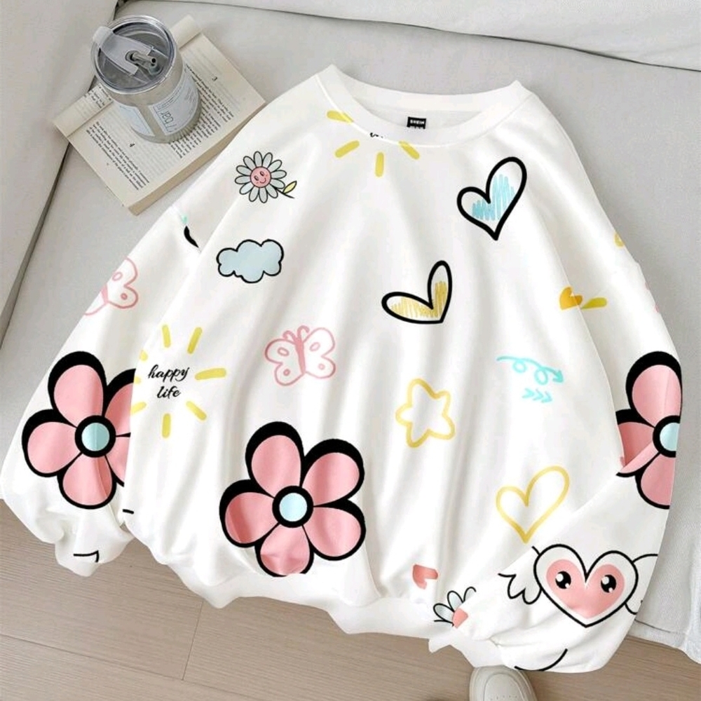 Peach Love California White Floral Graphic Jacket